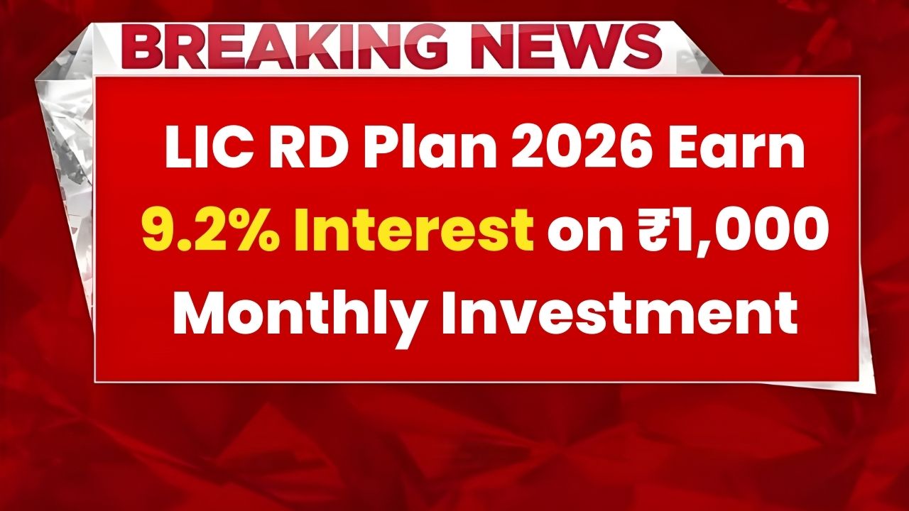 LIC RD Plan 2026: Earn 9.2% Interest on ₹1,000 Monthly Investment