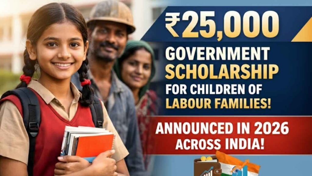 ₹25,000 Government Scholarship 2026 for Children of Labour Families: Eligibility, Benefits and Application Process